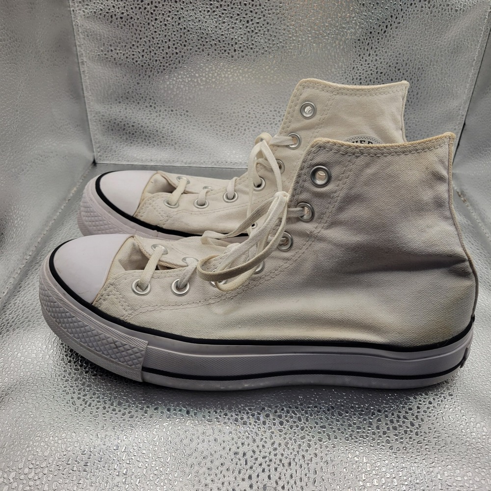 Converse Chuck Taylor All Star Platform High Top White Canvas Sneakers Size 8